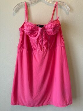 Urban Outfitters Brenna Bustier Mini Dress | Hot Pink Lace Bodice & UnderwireXXL